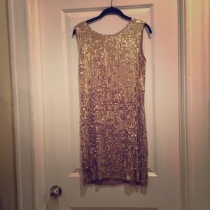 Michael Kora Gold Sequin Shift Dress